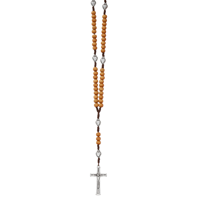 Sacred Heart Brown Wood Rosary - Made in Italy | McVan