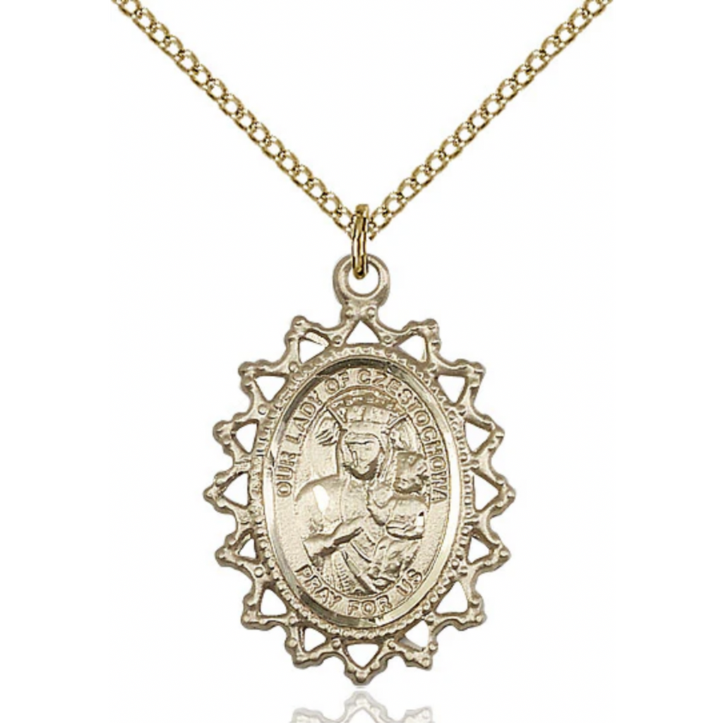 Our Lady of Czestochowa Medal Gold Filled 18"