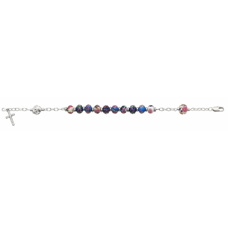 Bracelet - 7.5in Multi Crystal Rosary Bracelet Boxed