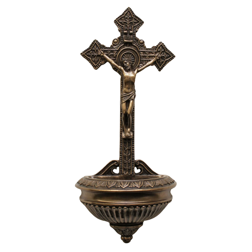 Crucifix Holy Water Font 11"