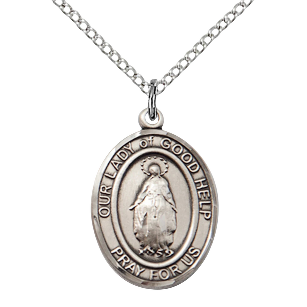 Our Lady of Good Help Necklace Sterling Silver 18"