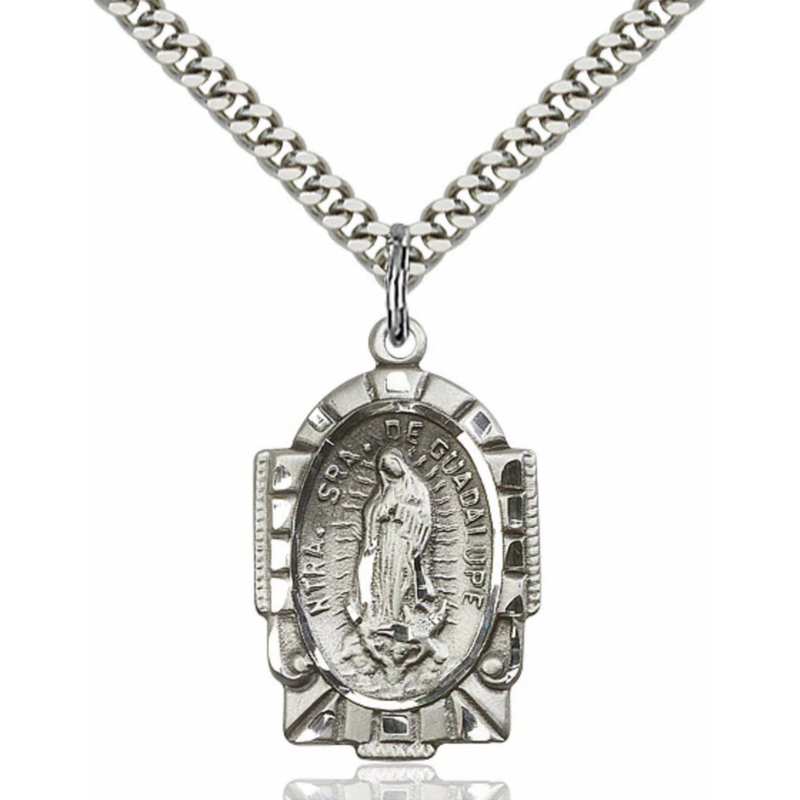 Our Lady of Guadalupe Medal Sterling Silver 24"