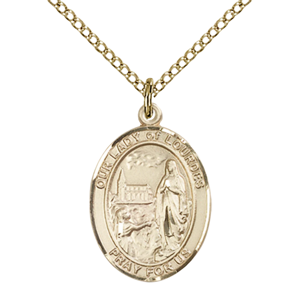 Our Lady of Lourdes Necklace Gold Filled 18"