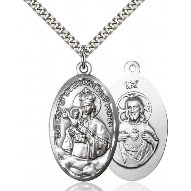 Our Lady of Mount Carmel Medal Sterling Silver 24"
