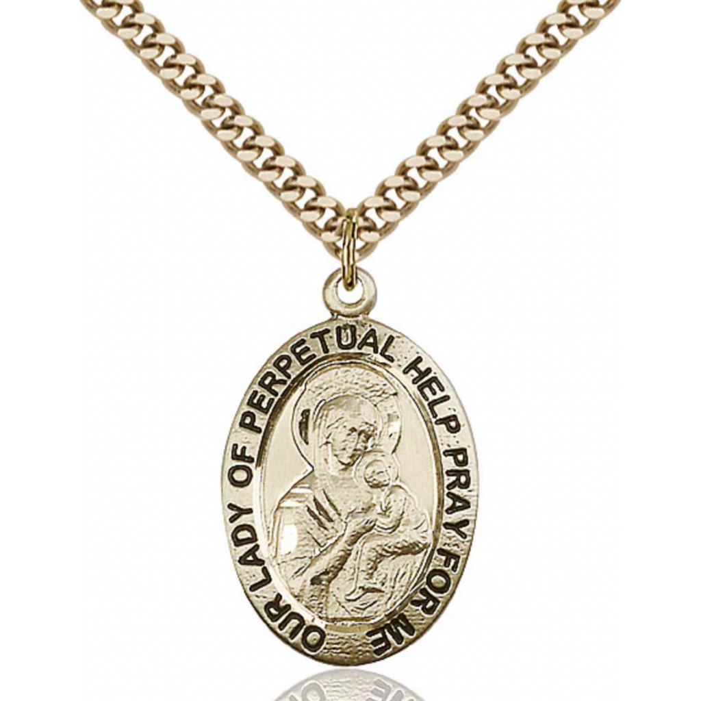 Our Lady of Perpetual Help Necklace Gold Filled 24"