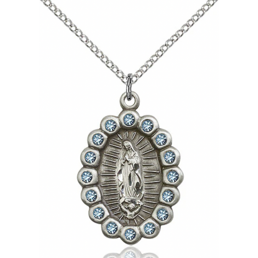 Our Lady of Guadalupe Medal Birthstone March 18"