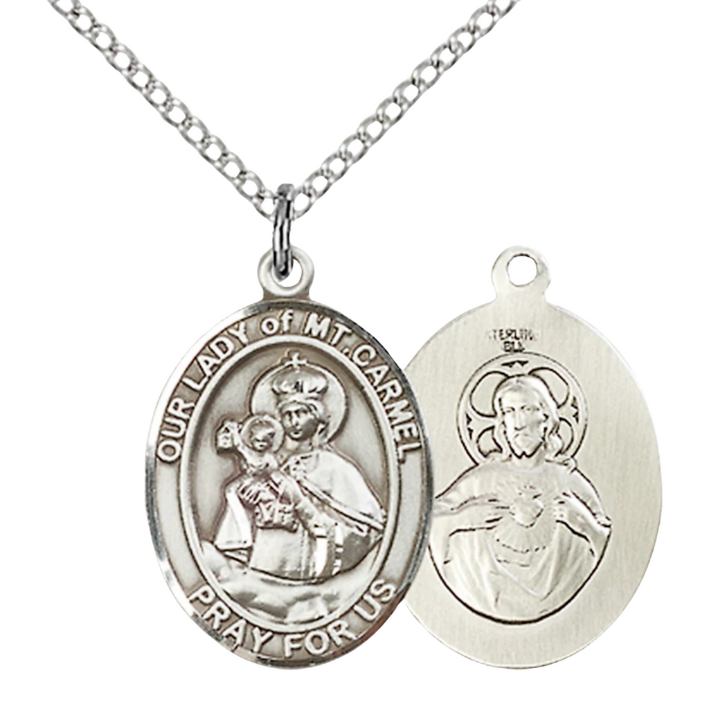 Our Lady of Mount Carmel Necklace Sterling Silver 18"