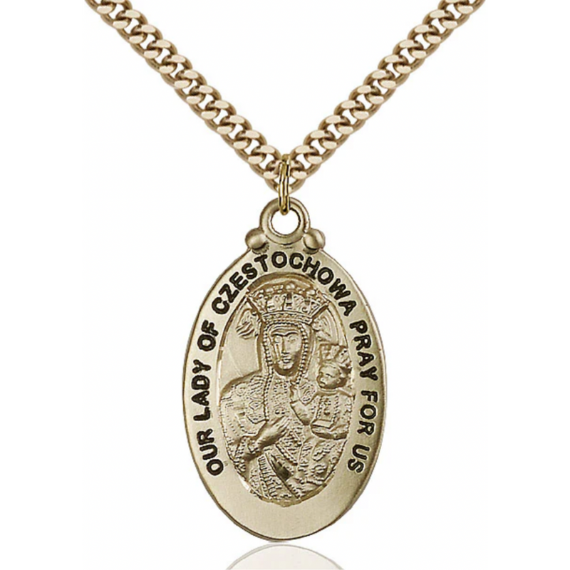 Our Lady of Czestochowa Necklace Gold Filled 24"