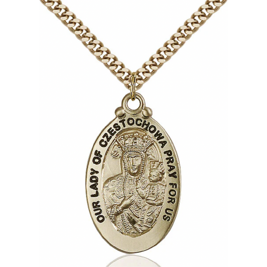 Our Lady of Czestochowa Necklace Gold Filled 24"