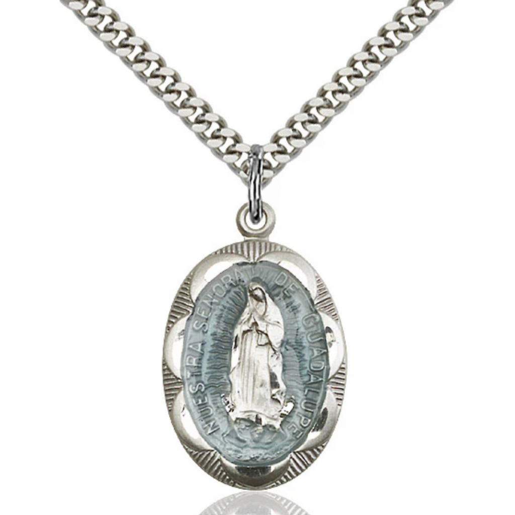 Our Lady of Guadalupe Medal Sterling Silver 24"