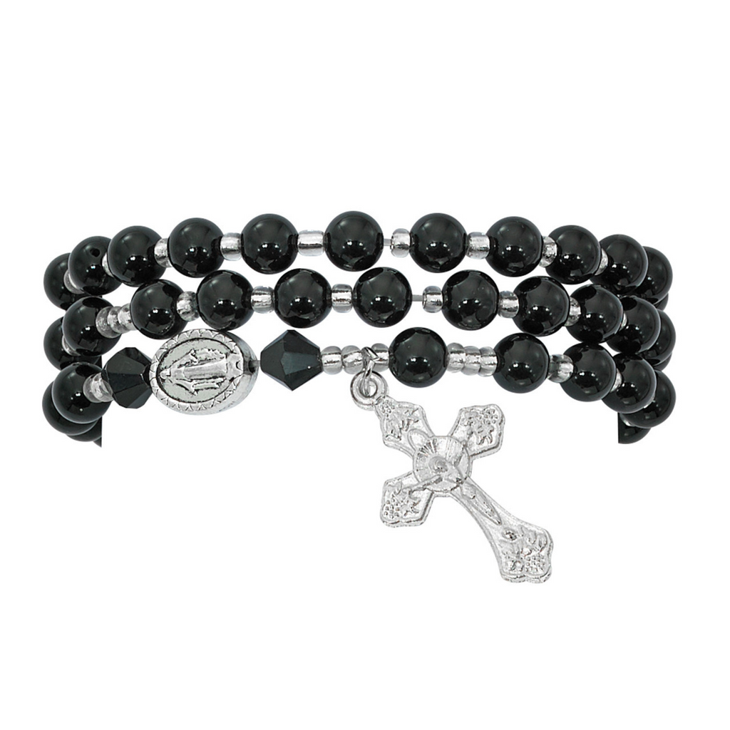 Black Agate Twistable Rosary Bracelet