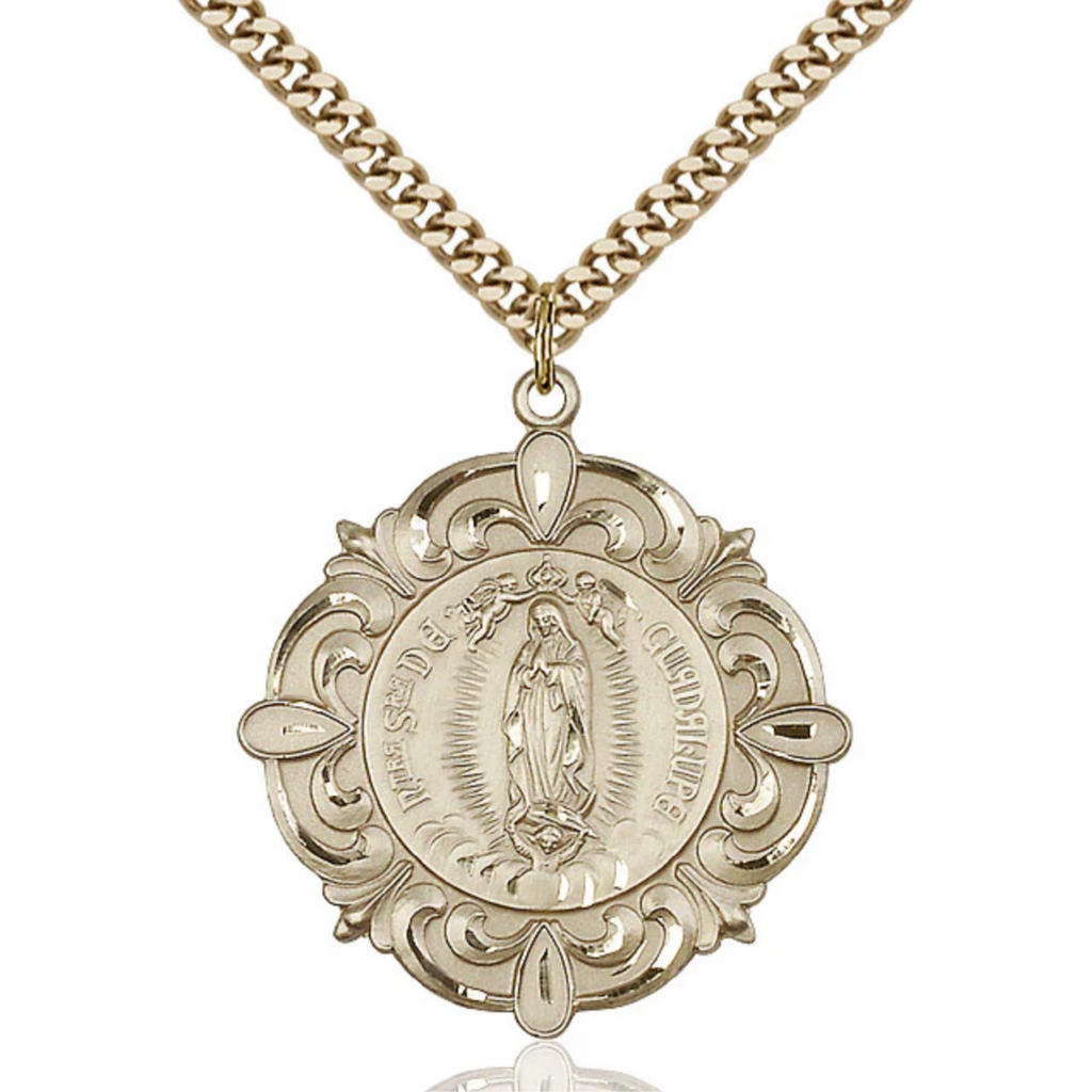 Our Lady of Guadalupe Necklace Gold Filled 24"