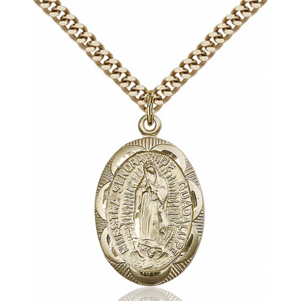 Our Lady of Guadalupe Medal Gold Filled 24"