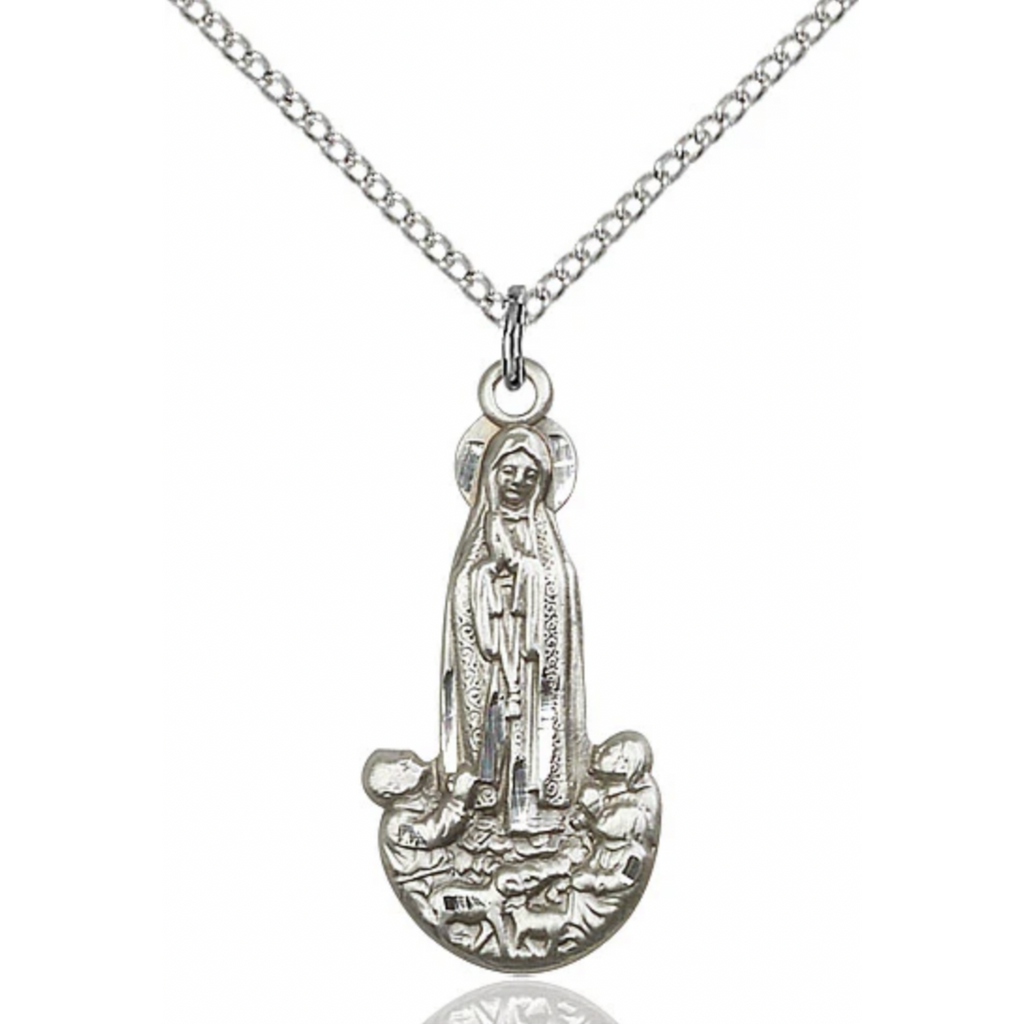 Our Lady of Fatima Necklace Sterling Silver 18"