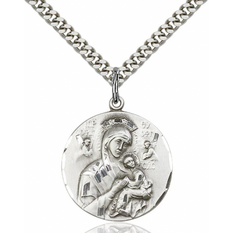 Our Lady of Perpetual Help Sterling Silver Necklace 24" Chain | Bliss