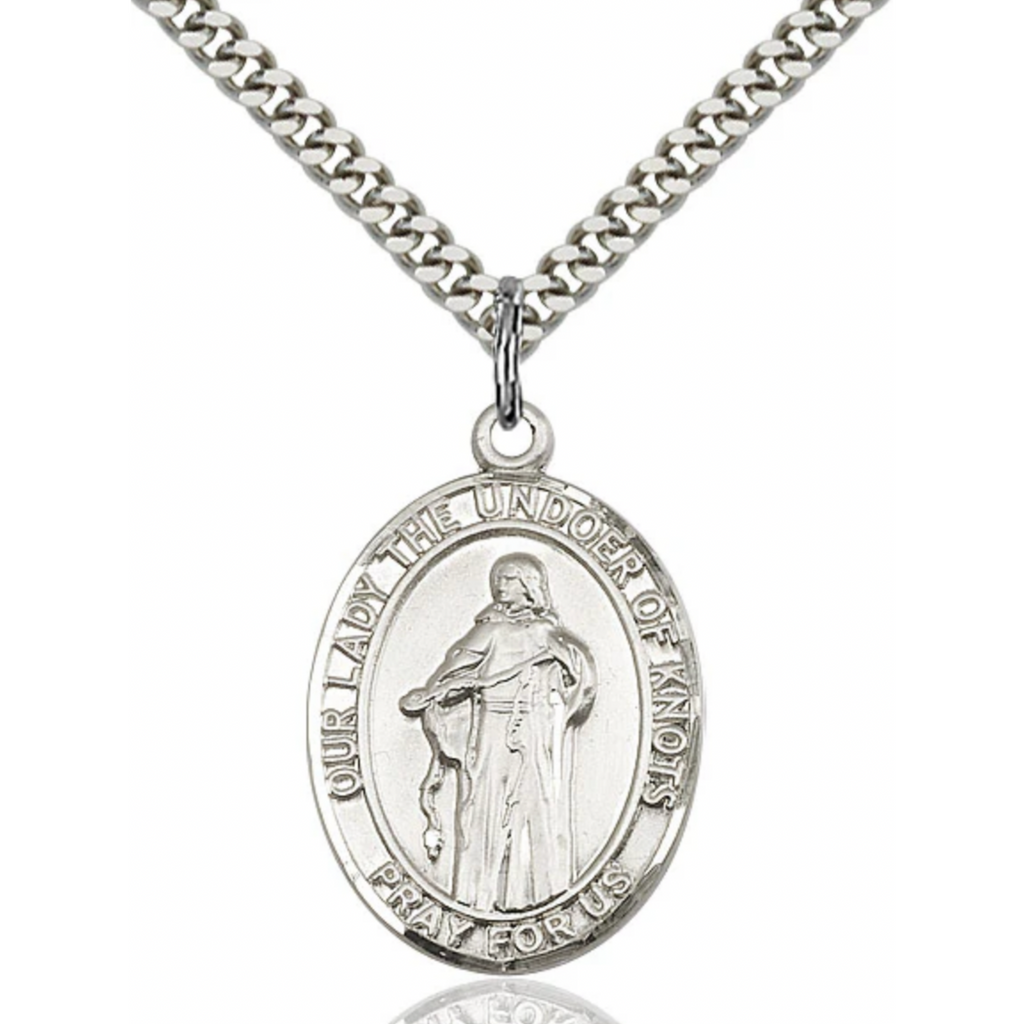 Our Lady the Undoer of Knots Necklace Sterling Silver 24"