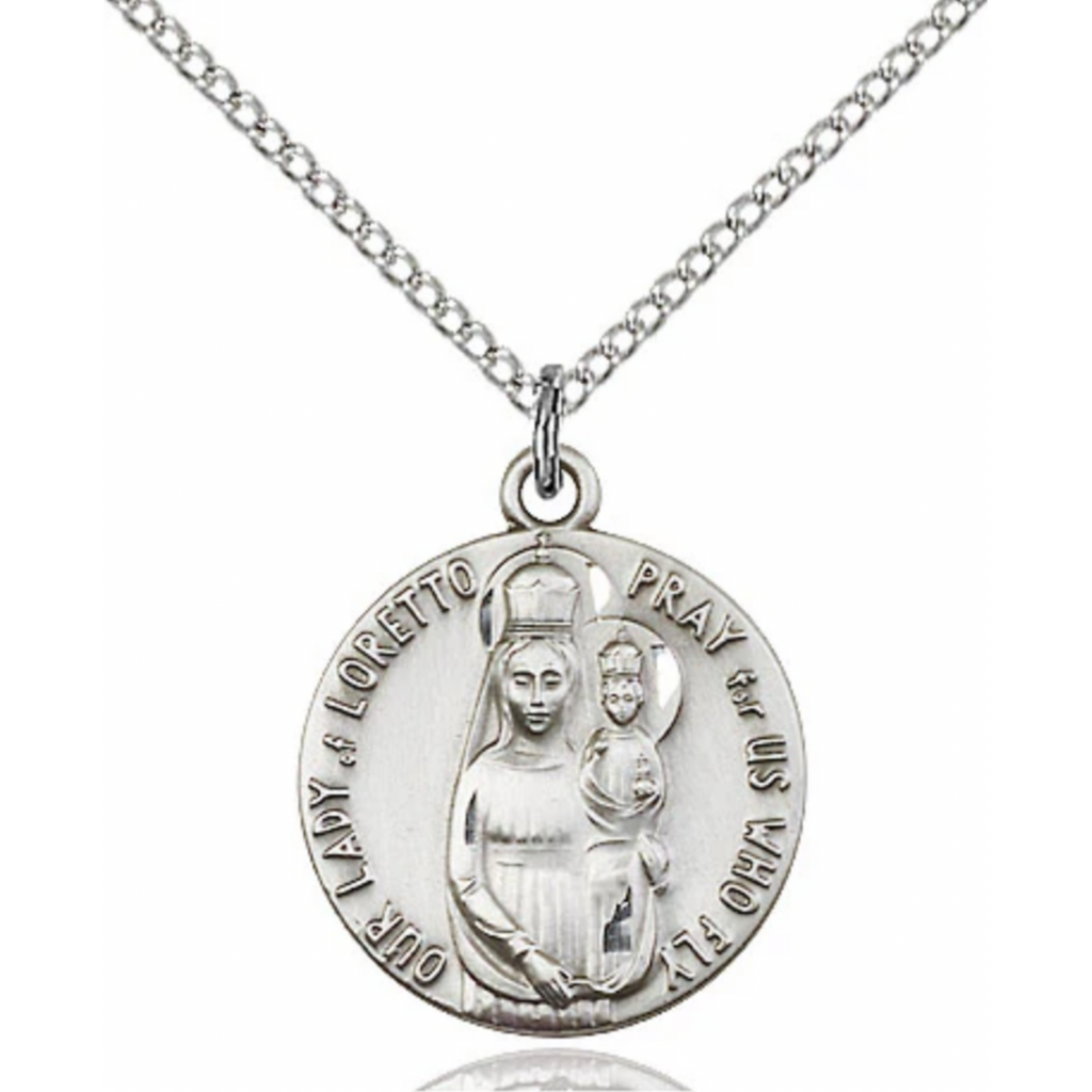 Our Lady of Loretto Medal Sterling Silver 18"