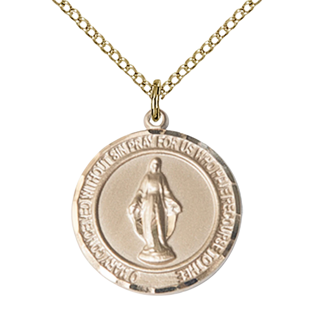 Miraculous Medal Necklace Gold Filled 18"