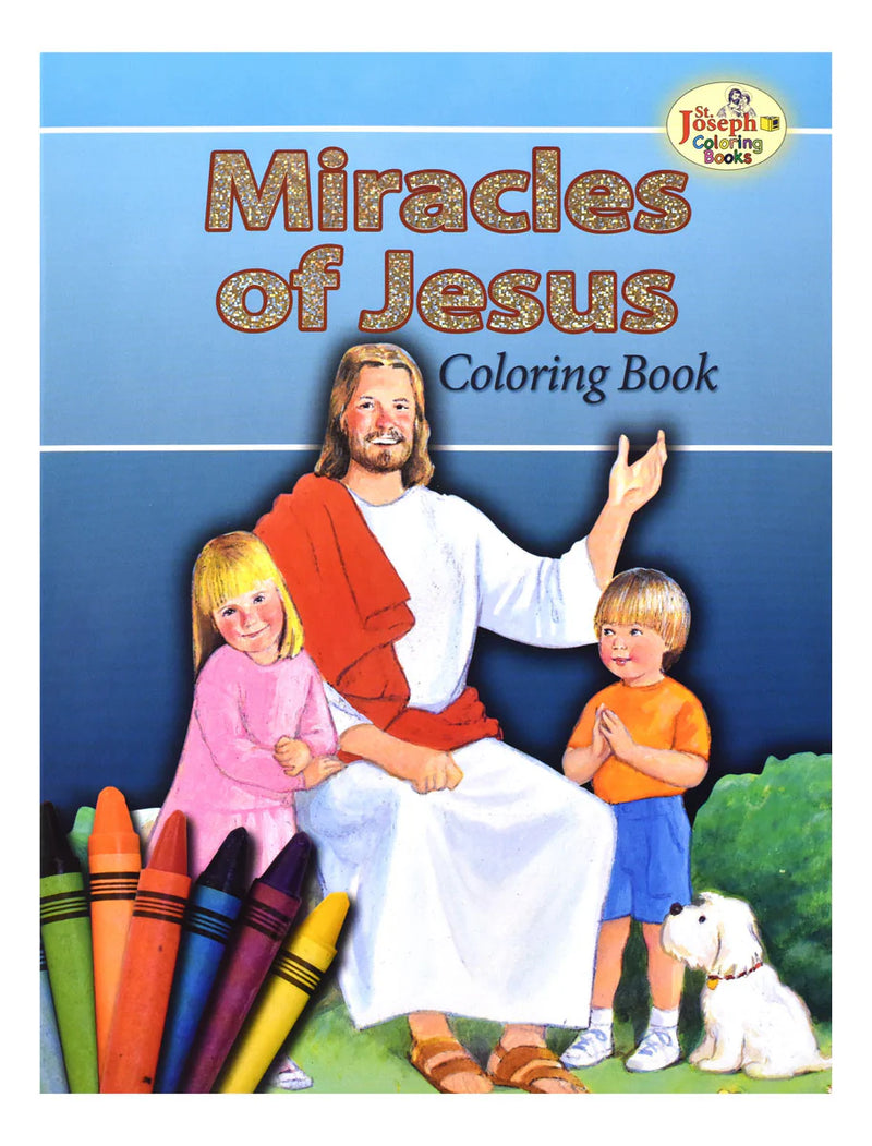 Blue coloring book with Jesus and children