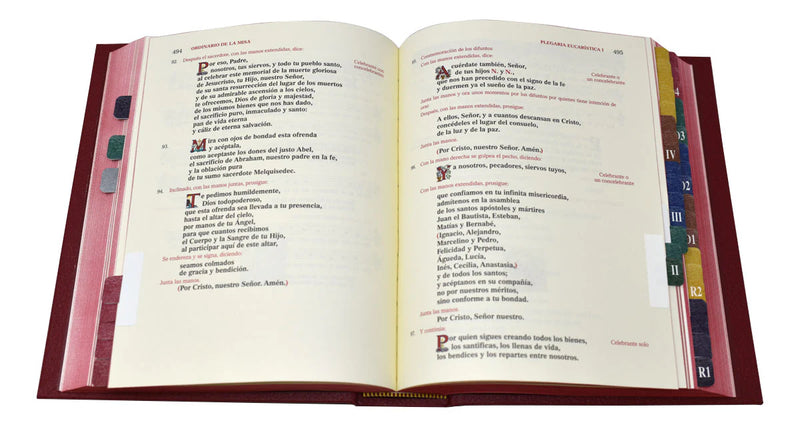 Open book with colorful tabs on a white background