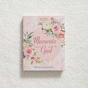 Book titled 'Moments with God' by Helen Steiner Rice on a textured white background