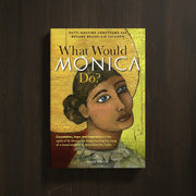 Book cover of 'What Would Monica Do?' on a wooden surface