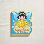 Children's book titled 'Morning Prayers for Children' with a cartoon angel on a light background