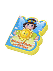 Children's book titled 'Morning Prayers for Children' with a colorful cover featuring angel and sun.
