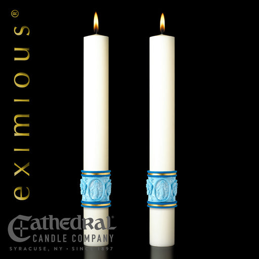 Most Holy Rosary matching complementing altar candle, sold as a pair by Cathedral