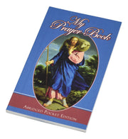 Prayer book with an illustration of a religious figure on the cover