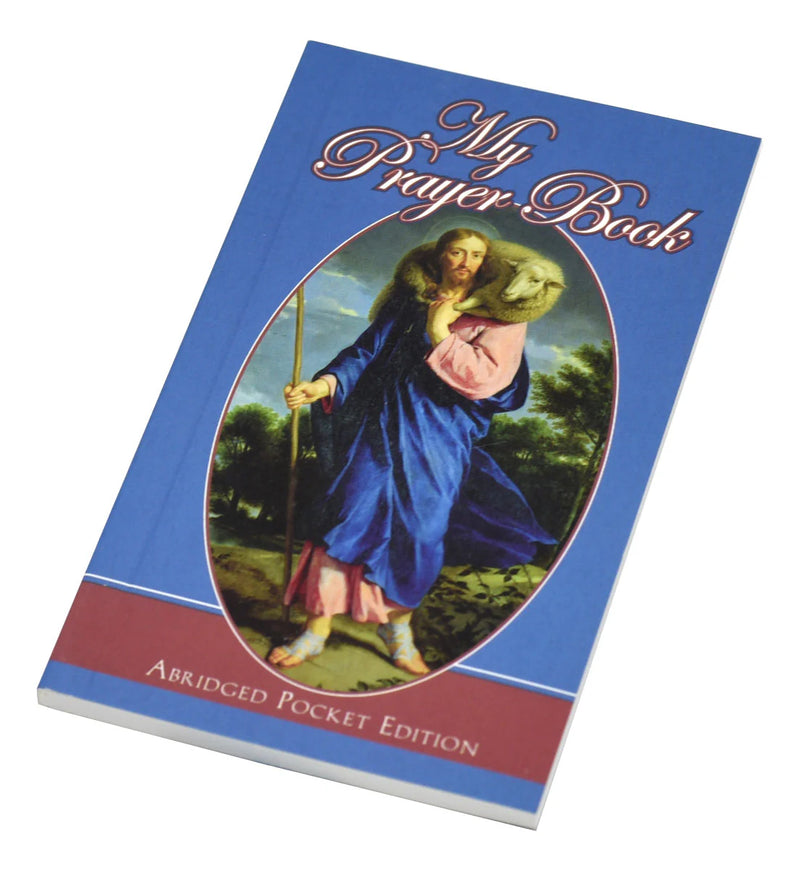 Prayer book with an illustration of a religious figure on the cover