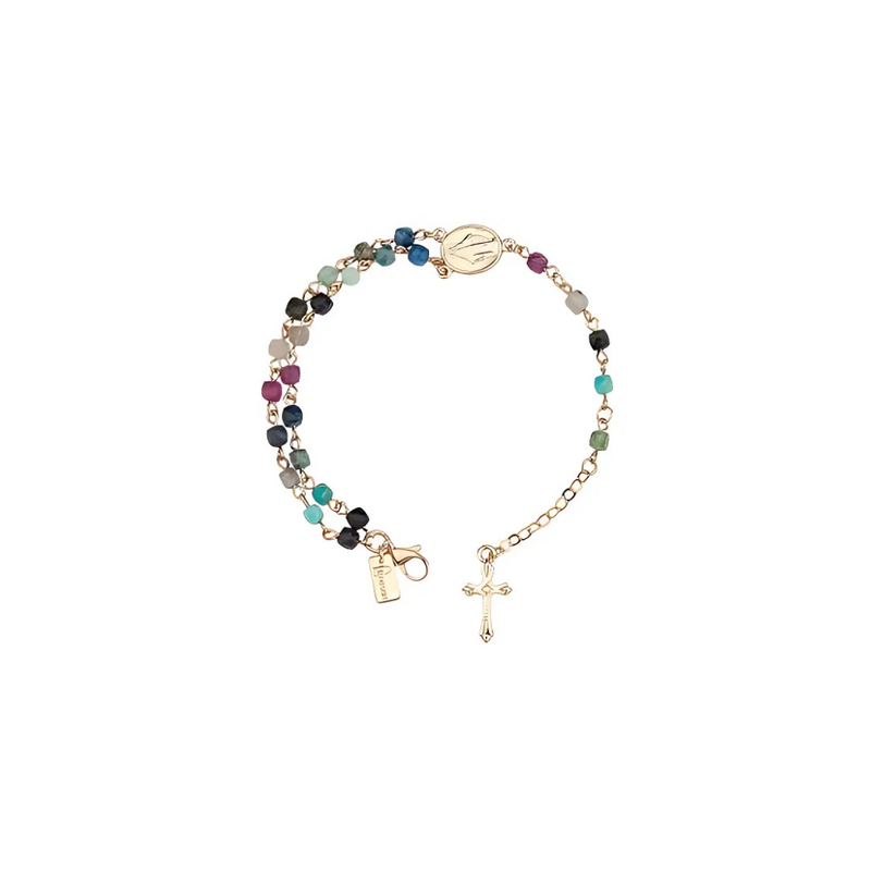Multicolored Rosary Bracelet 7"L