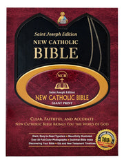 Saint Joseph Edition New Catholic Bible on a red background