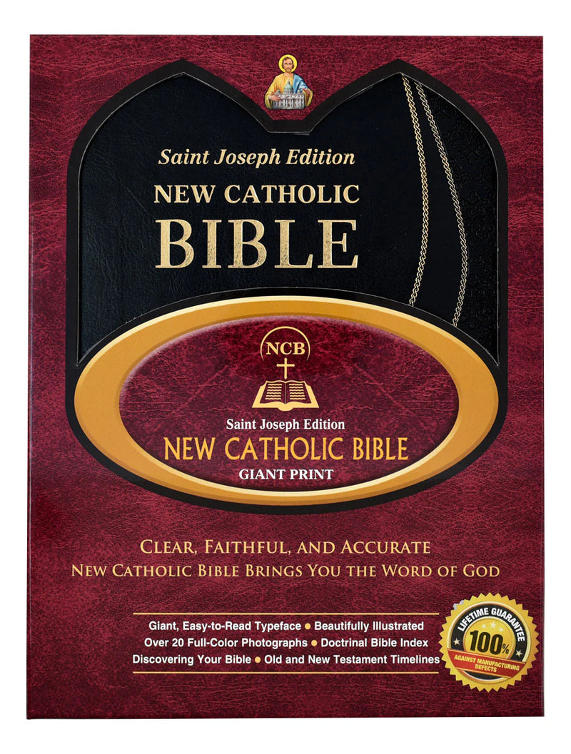 Saint Joseph Edition New Catholic Bible on a red background