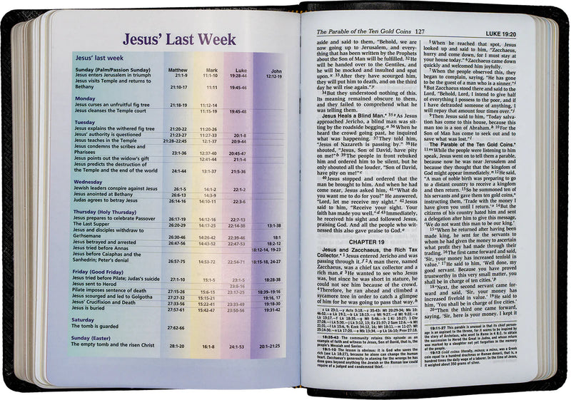 Open Bible with a colorful page.