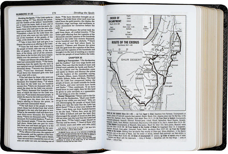 Open book with text and a map of the Exodus route