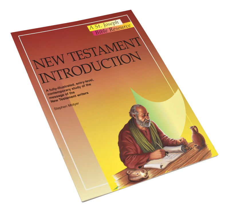 Book titled 'New Testament Introduction' with a cover illustration of a man writing, on a white background.
