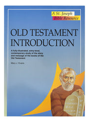 Book cover of 'Old Testament Introduction' with a blue background and an illustration of an elderly man holding tablets.