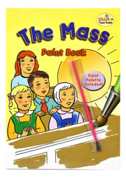 Book cover of 'The Mass Paint Book' with illustrations of children and a paint palette.