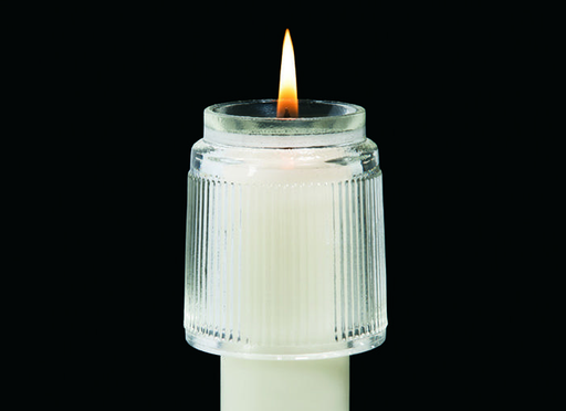 Cathedral Rex glass candle follower, 15/16" to 1"