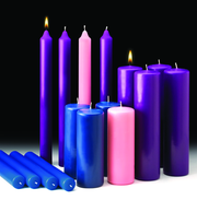 Cathedral Stearine Advent Candle Set, 1-1/2" x 16", 3 Sarum Blue and 1 Rose