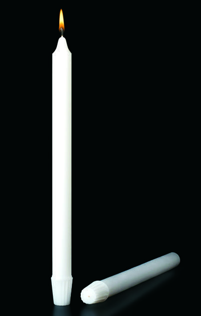 Cathedral 100% stearine white altar candles in multiple sizes, 1-1/8", 15", Plain End