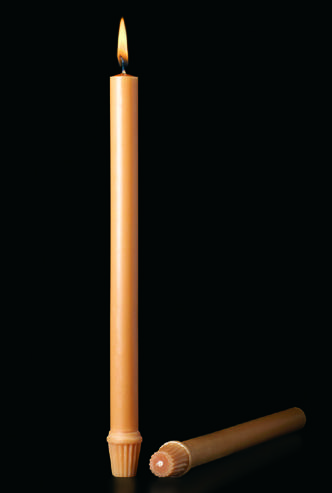 Cathedral 100% unbleached beeswax altar candles, 1-1/2", 17", Plain End
