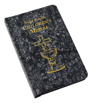 Saint Joseph Children's Missal with black marble-like cover and gold text and design.