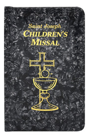 Children's Missal with black marble texture and gold text and design