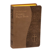 Brown 'New Saint Joseph People's Prayer Book' with gold cross emblem on a white background