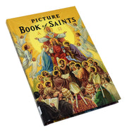Book titled 'Picture Book of Saints' with illustrated cover on a white background