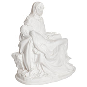White statue of the Pieta on a white background