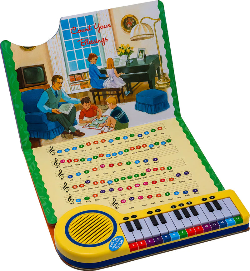 Toy keyboard with colorful keys and a piano-style layout on a white background