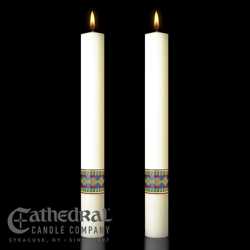 Prince of Peace matching complementing altar candle, sold as a pair by Cathedral